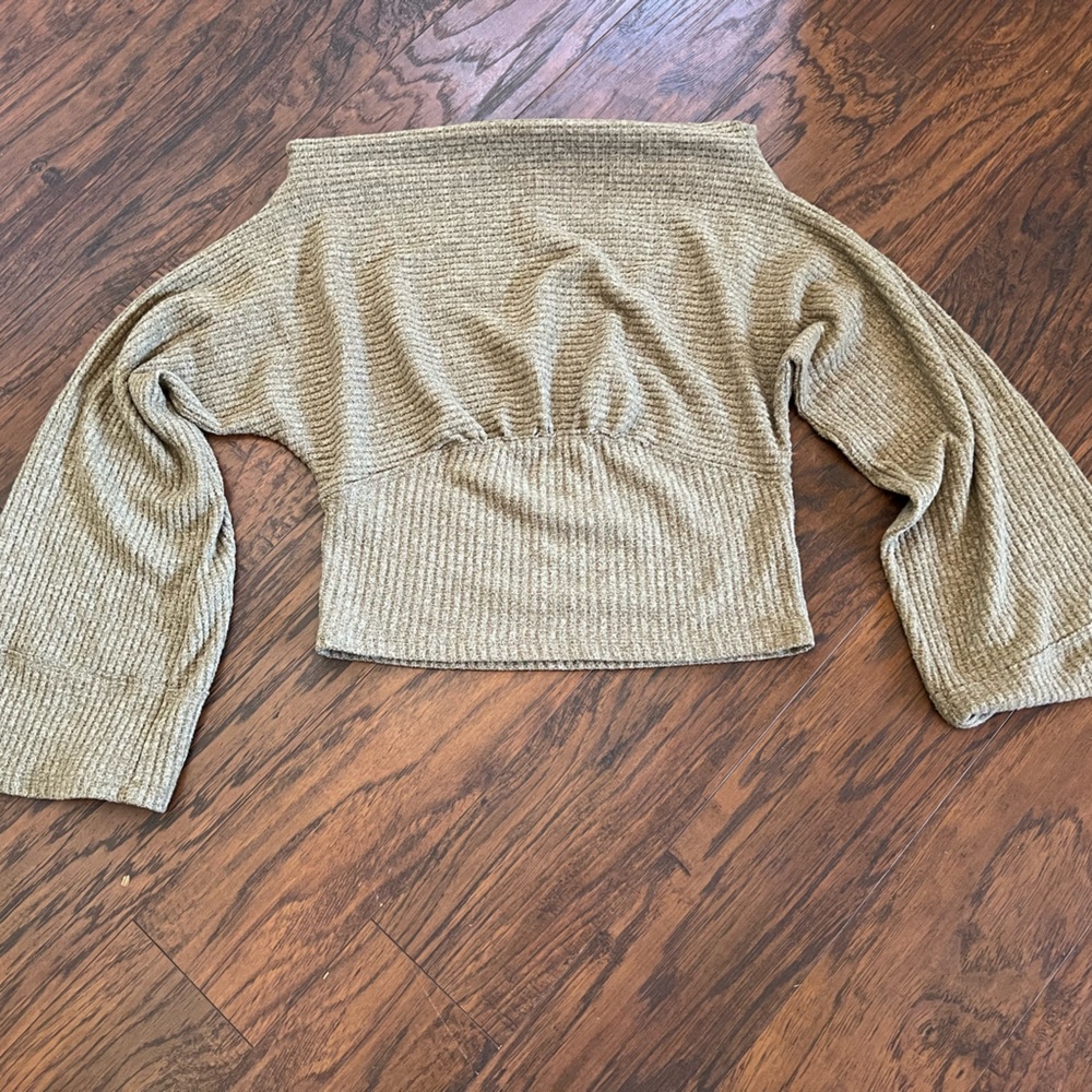 We The Free Olive Ribbed Knit Sweater Top